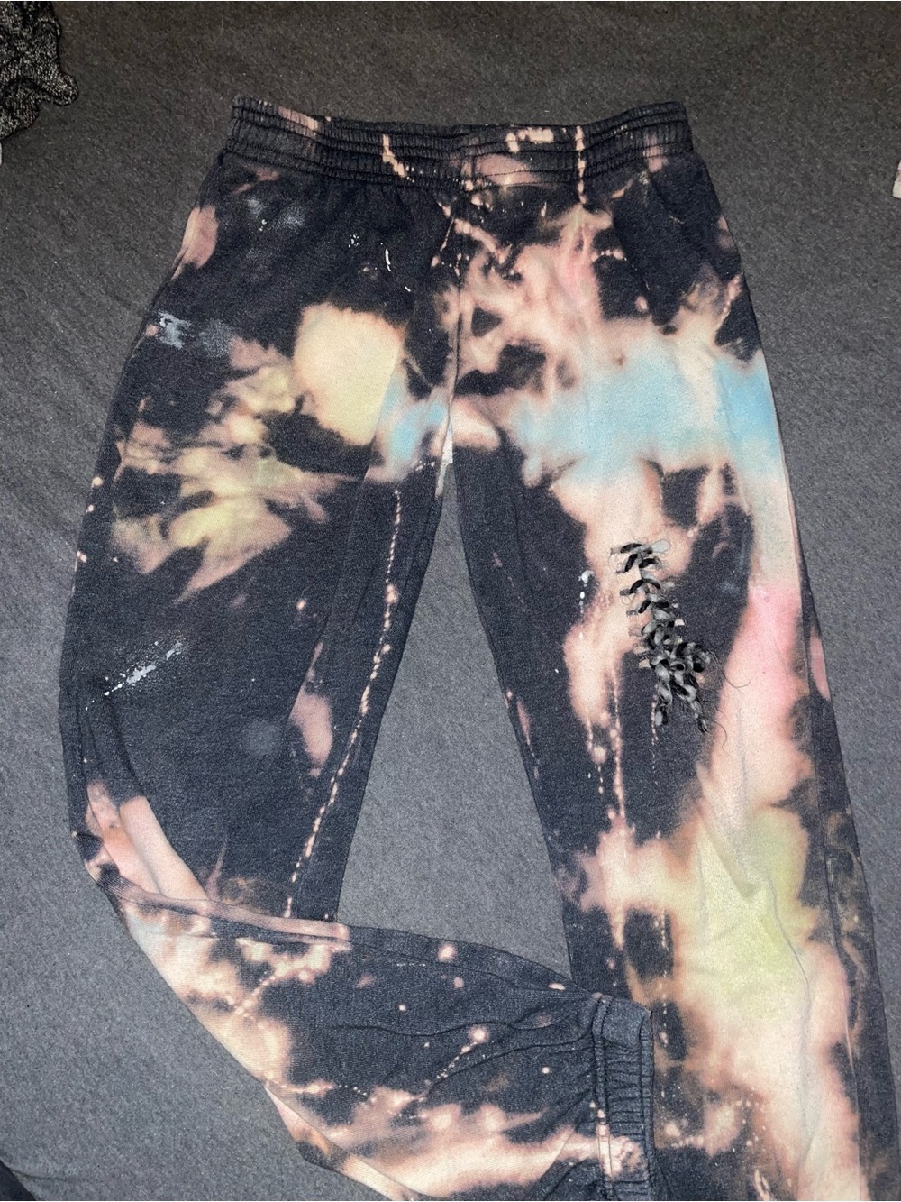 Kids butter destroyed Tie-Dye Black Jogger Pants - Multicolor